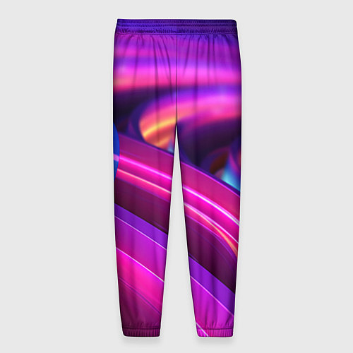 Мужские брюки Неоновые абстрактные волны / 3D-принт – фото 2