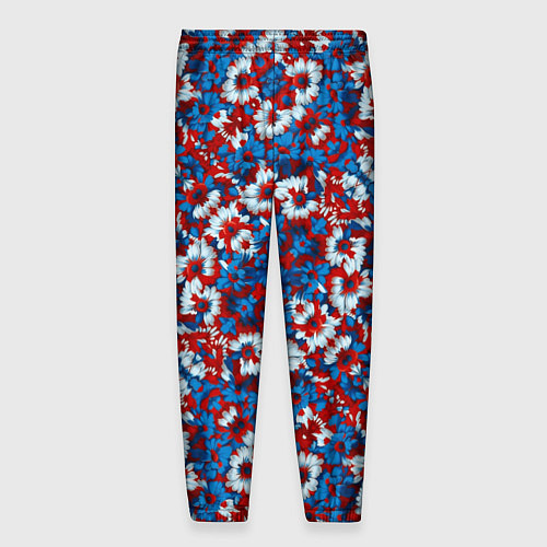 Мужские брюки Красно-сине-белые цветы / 3D-принт – фото 2