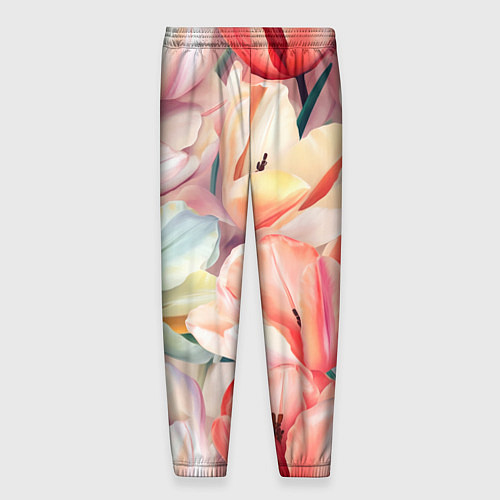 Мужские брюки Разноцветные пастельные тюльпаны - паттерн / 3D-принт – фото 2