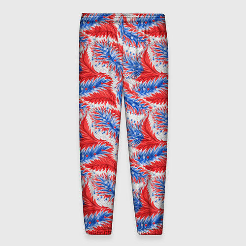 Мужские брюки Белые синие красные узоры / 3D-принт – фото 2
