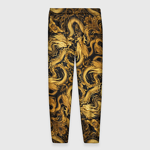 Мужские брюки Золотые китайские драконы / 3D-принт – фото 2