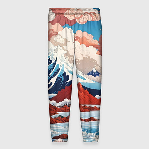 Мужские брюки Пейзаж в Японском ретро стиле / 3D-принт – фото 2