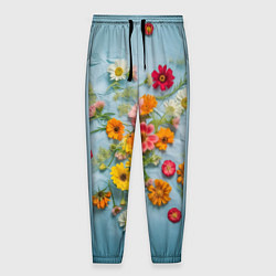 Мужские брюки Букет полевых цветов на ткани