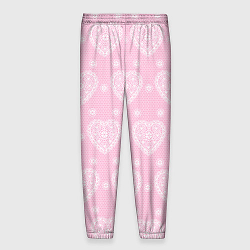 Мужские брюки Розовое кружево сердечки / 3D-принт – фото 2