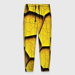 Мужские брюки Желтые шестиугольники с трещинами - объемная текст
