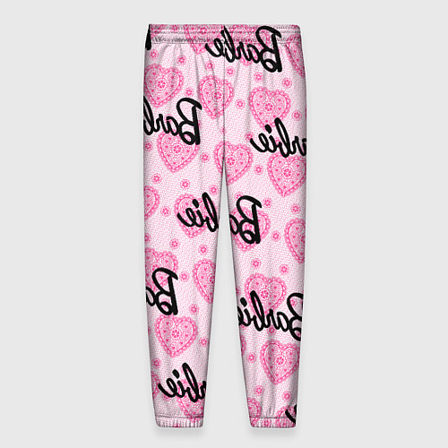 Мужские брюки Логотип Барби и розовое кружево / 3D-принт – фото 2