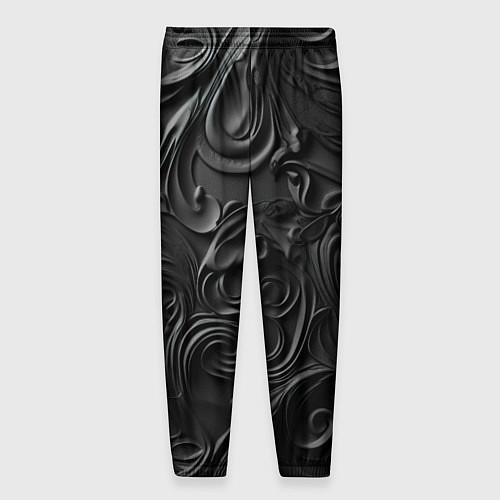 Мужские брюки Черная текстура из кожи с узорами / 3D-принт – фото 2