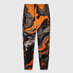 Брюки на резинке мужские Оранжево-черный камуфляж, цвет: 3D-принт