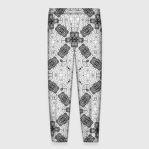 Мужские брюки Черно-белый ажурный кружевной узор Геометрия / 3D-принт – фото 2