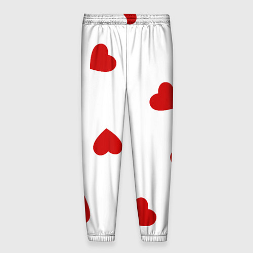 Мужские брюки Красные сердечки на белом / 3D-принт – фото 2
