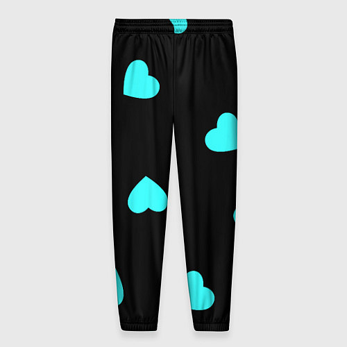 Мужские брюки С голубыми сердечками на черном / 3D-принт – фото 2