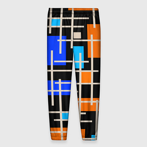 Мужские брюки Разноцветная прямоугольная абстракция / 3D-принт – фото 2