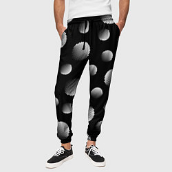 Брюки на резинке мужские Шары в полоску на черном фоне, цвет: 3D-принт — фото 2