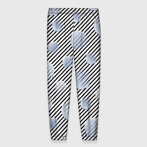 Мужские брюки Серебристые круги на полосатом фоне / 3D-принт – фото 2