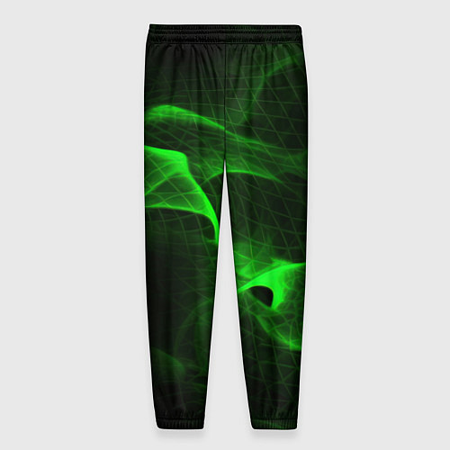 Мужские брюки Зеленый абстрактный дым / 3D-принт – фото 2