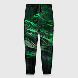 Брюки на резинке мужские Зеленые абстрактные волны, цвет: 3D-принт