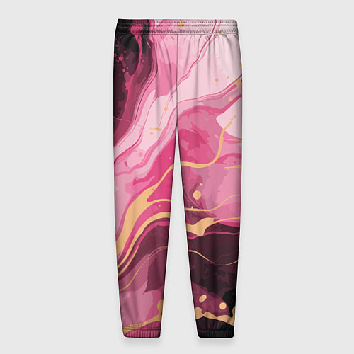 Мужские брюки Абстрактный черно-розовый мраморный узор / 3D-принт – фото 2