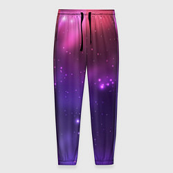 Мужские брюки Разноцветный космос - неоновое свечение