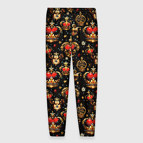 Мужские брюки Сердечки в золотых коронах / 3D-принт – фото 2