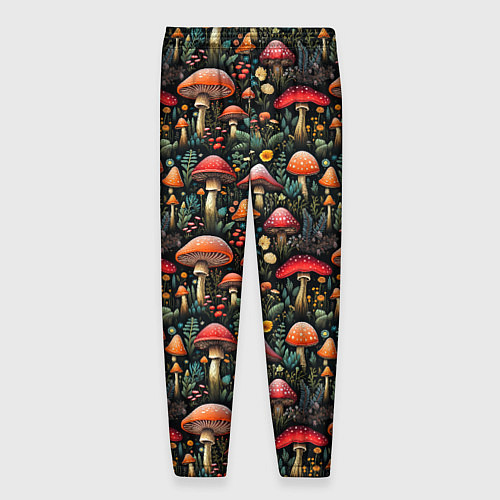Мужские брюки Сказочные грибы мухоморы паттерн / 3D-принт – фото 2