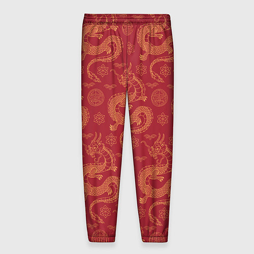 Мужские брюки Dragon red pattern / 3D-принт – фото 2