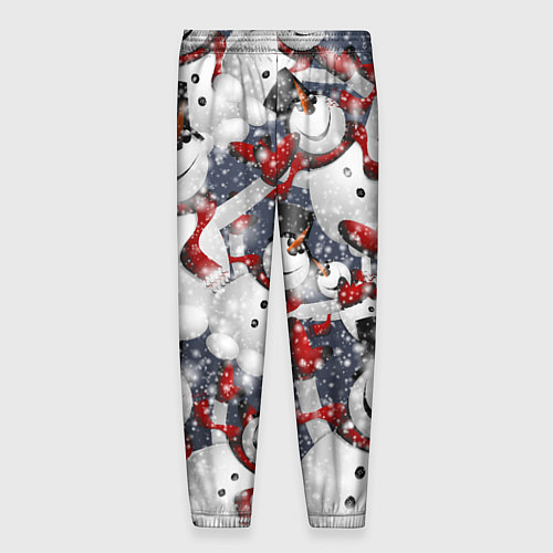 Мужские брюки Зимний паттерн со снеговиками / 3D-принт – фото 2
