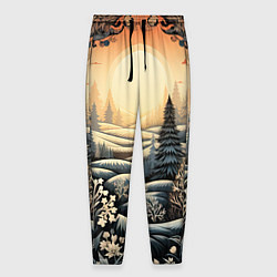 Мужские брюки Зимний предновогодний пейзаж