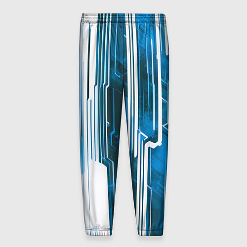 Мужские брюки Киберпанк полосы белый и синий / 3D-принт – фото 2