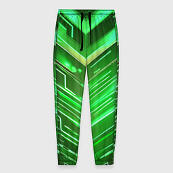 Мужские брюки Зелёные неон полосы киберпанк