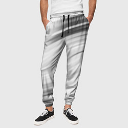 Брюки на резинке мужские Бело-серый абстрактный узор дымчатый, цвет: 3D-принт — фото 2