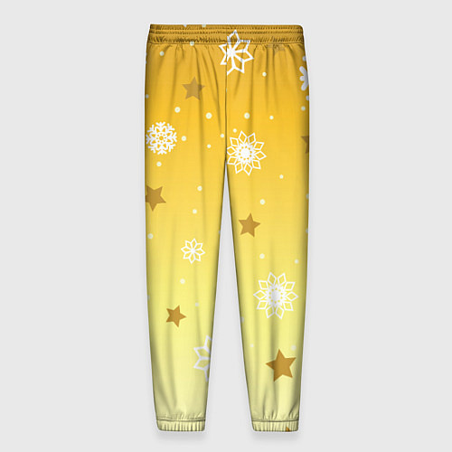Мужские брюки Снежинки и звезды на желтом / 3D-принт – фото 2