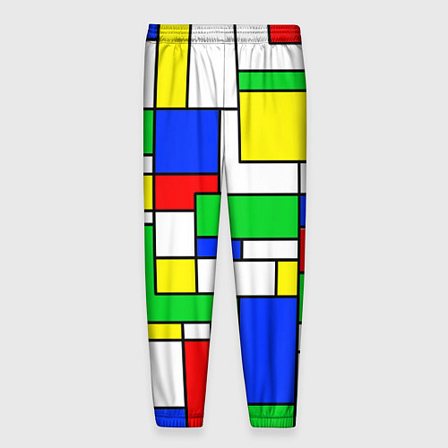 Мужские брюки Геометрический жёлто-сине-красный / 3D-принт – фото 2