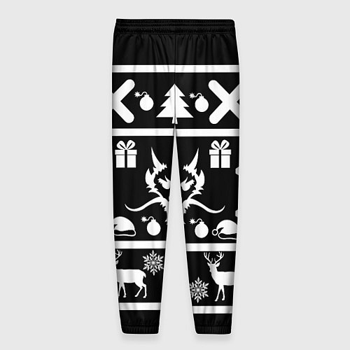 Мужские брюки Новогодняя ёлка олень и дракон / 3D-принт – фото 2