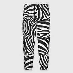 Брюки на резинке мужские Шкура зебры черно - белая графика, цвет: 3D-принт