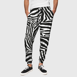 Брюки на резинке мужские Шкура зебры черно - белая графика, цвет: 3D-принт — фото 2