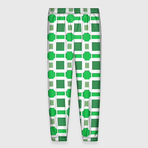 Мужские брюки Зелёные кирпичики и белые полосы / 3D-принт – фото 2