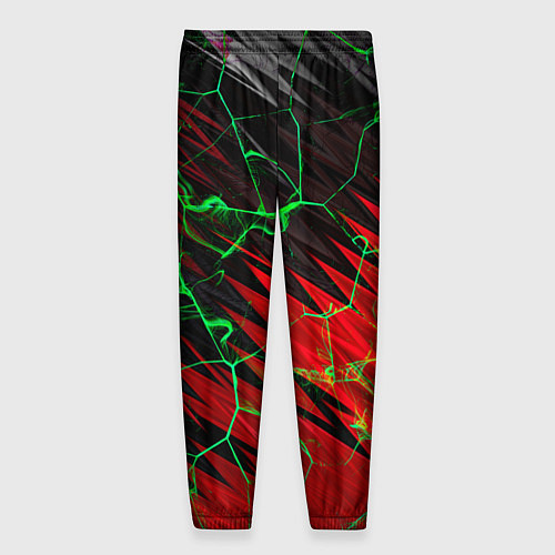 Мужские брюки Зелёные трещины узоры / 3D-принт – фото 2