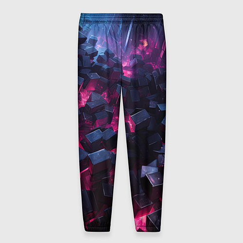 Мужские брюки Фиолетовые кубы в фиолетовом дыме / 3D-принт – фото 2