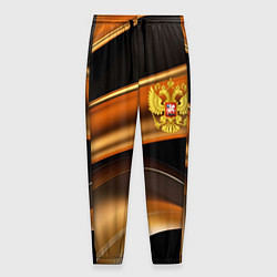 Мужские брюки Герб России на черном золотом фоне