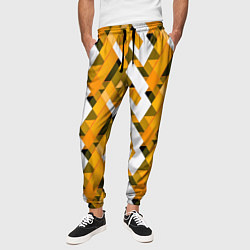 Брюки на резинке мужские White and yellow shapes, цвет: 3D-принт — фото 2