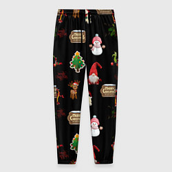 Брюки на резинке мужские Много новогодних игрушек, цвет: 3D-принт