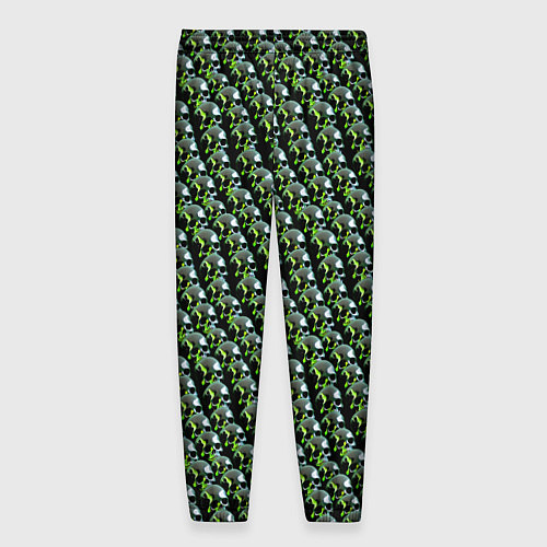 Мужские брюки Зелёные черепа на чёрном фоне / 3D-принт – фото 2
