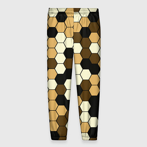 Мужские брюки Камуфляж гексагон коричневый / 3D-принт – фото 2