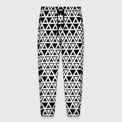 Брюки на резинке мужские Треугольники чёрные и белые, цвет: 3D-принт
