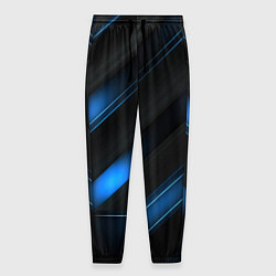 Мужские брюки Синий неоновый яркий свет на черном абстрактном фо