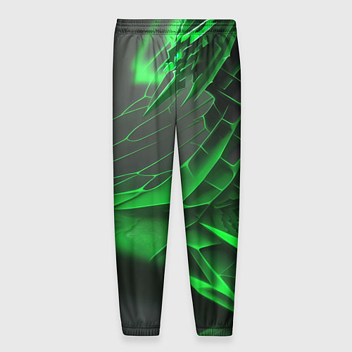 Мужские брюки Зелёная сеть на чёрном фоне / 3D-принт – фото 2