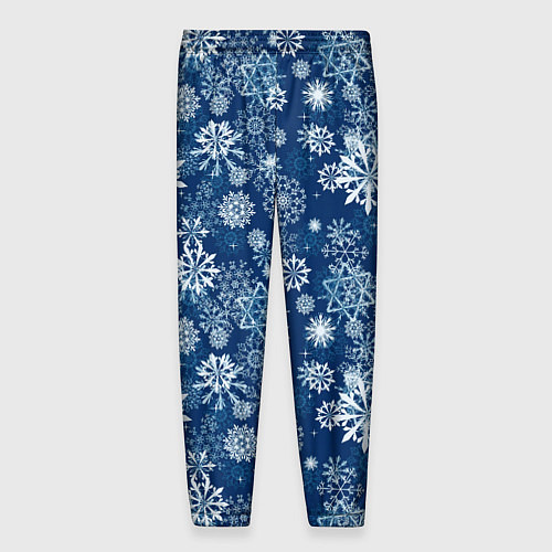 Мужские брюки Snowflakes on a blue background / 3D-принт – фото 2