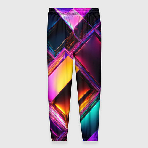 Мужские брюки Цветные стеклянные блоки - неоновый геометричный у / 3D-принт – фото 2