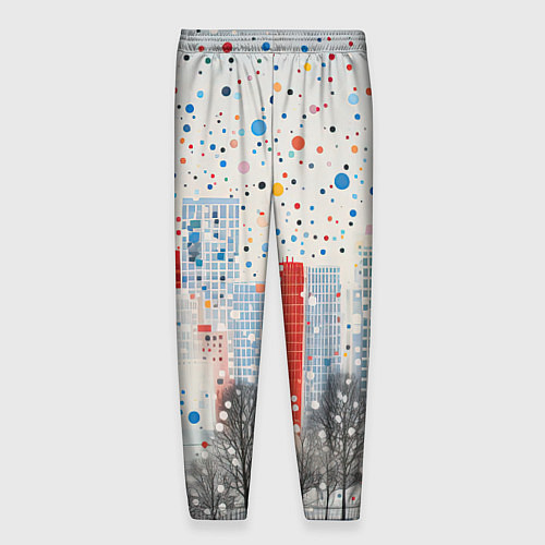 Мужские брюки Новогодний город и цветной снег / 3D-принт – фото 2