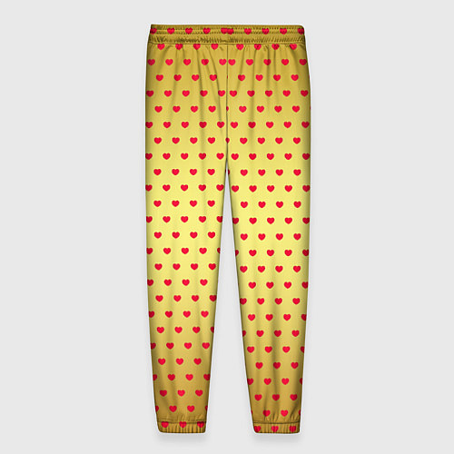Мужские брюки Красные сердечки на золотом фоне / 3D-принт – фото 2